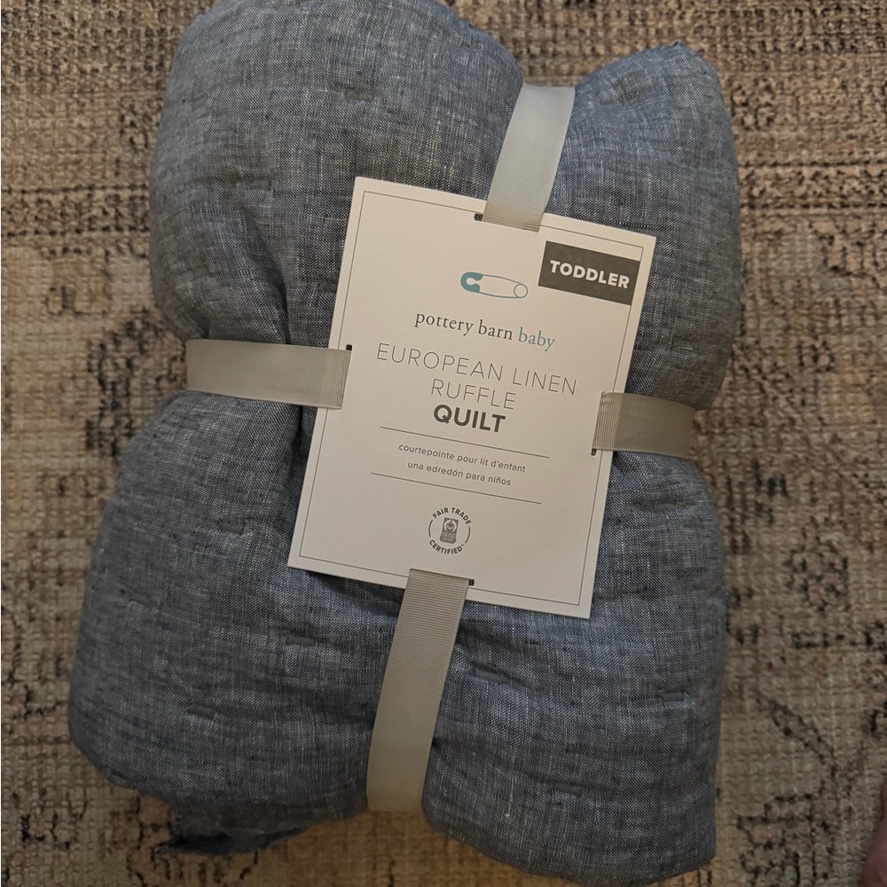 Pottery Barn Kids EUROPEAN LINEN RUFFLE QUILT